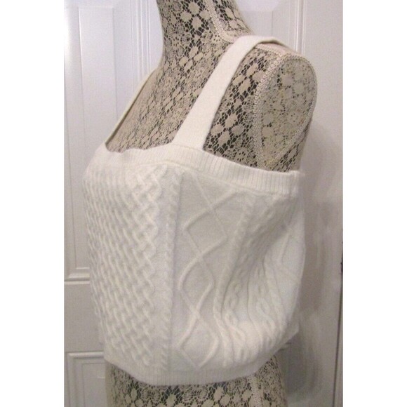 Generation K Tank Top Winter White Wool Blend Cable Knit Cropped Sweater Size XL - Picture 2 of 5